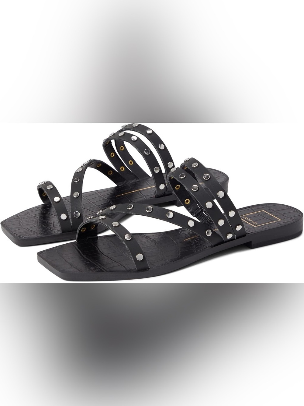 Dolce Vita ibbie Black Studded Multi-Strap Slide Sandals